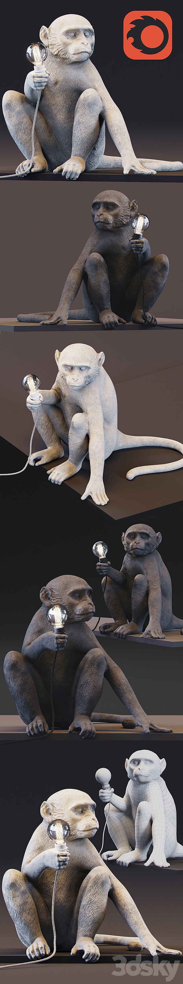 The Monkey Lamp Sitting Version 3DS Max Model - thumbnail 3