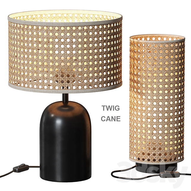 Twig _ Cane Table Lamp with Rattan Keria 3DSMax File - thumbnail 1