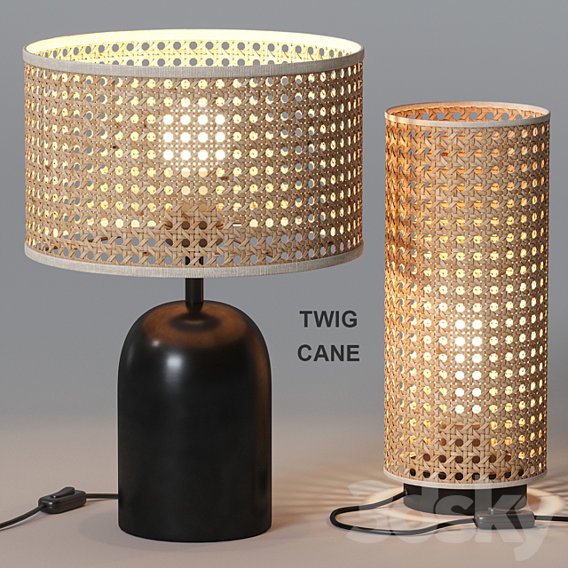 Twig _ Cane Table Lamp with Rattan Keria 3DSMax File - thumbnail 2