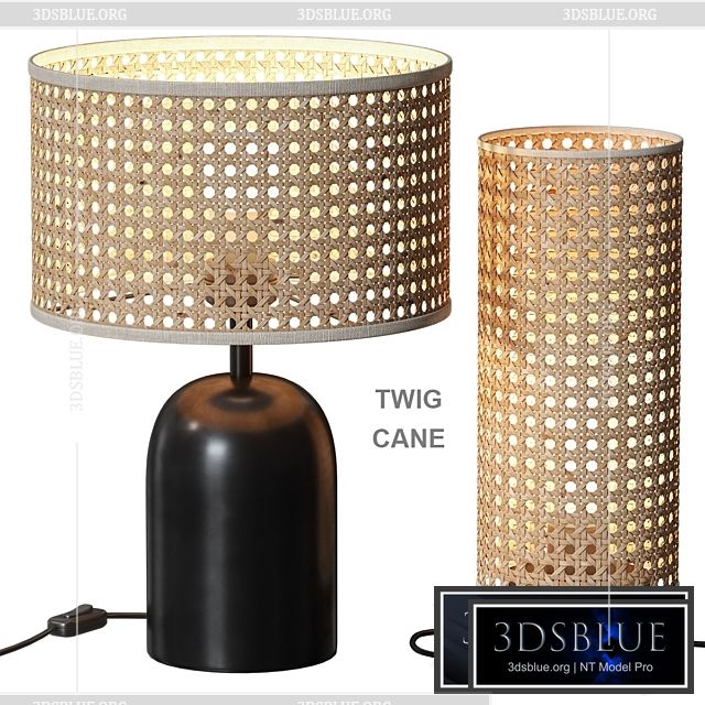 Twig \/ Cane Table Lamp with Rattan Keria 3DS Max - thumbnail 3