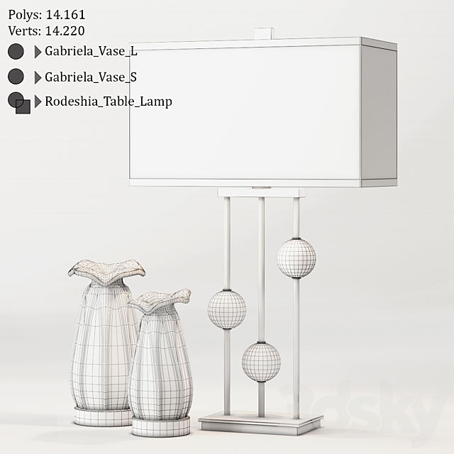 Uttermost _ Rodeshia Table Lamp and Gabriela Vases 3DS Max Model - thumbnail 3