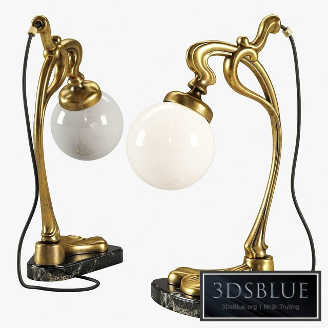 Vintage Gilt Bronze Art Nouveau Desk Lamp 3DS Max - thumbnail 3