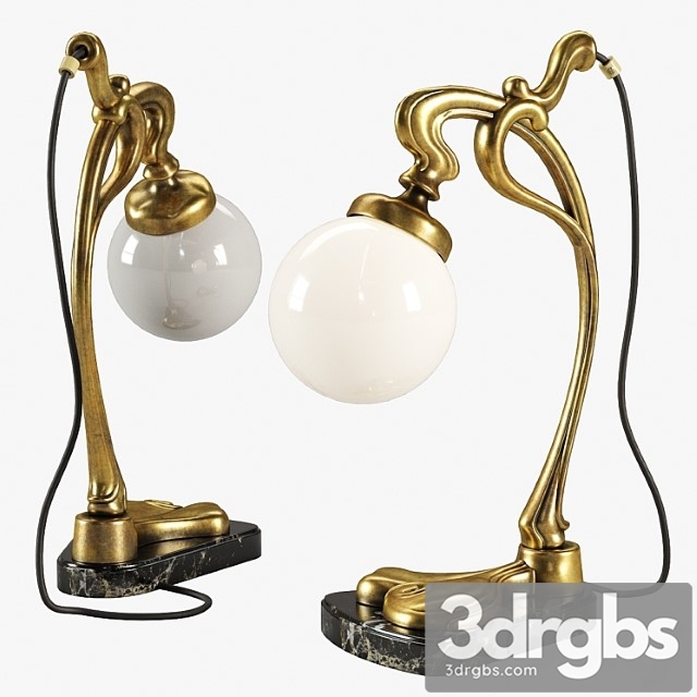 Vintage gilt bronze art nouveau desk lamp 3dsmax Download - thumbnail 1