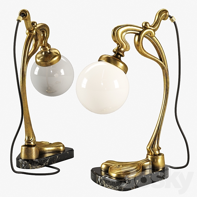 Vintage Gilt Bronze Art Nouveau Desk Lamp 3DSMax File - thumbnail 1