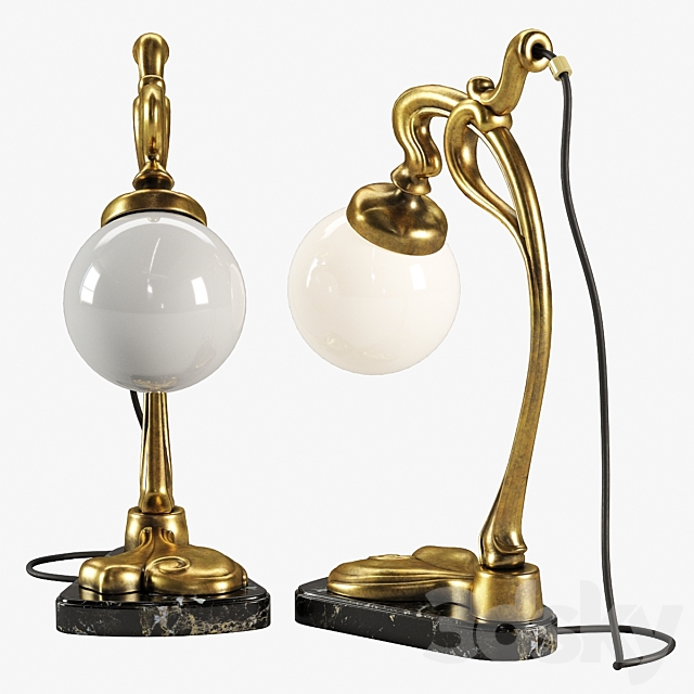 Vintage Gilt Bronze Art Nouveau Desk Lamp 3DSMax File - thumbnail 2