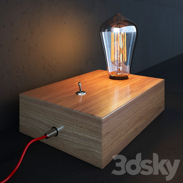 Vintage Retro Edison Wooden shade 3DS Max Model - thumbnail 2