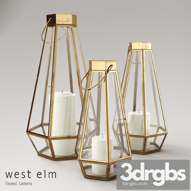 West Elm Faceted Lanterns 1 3dsmax Download - thumbnail 1