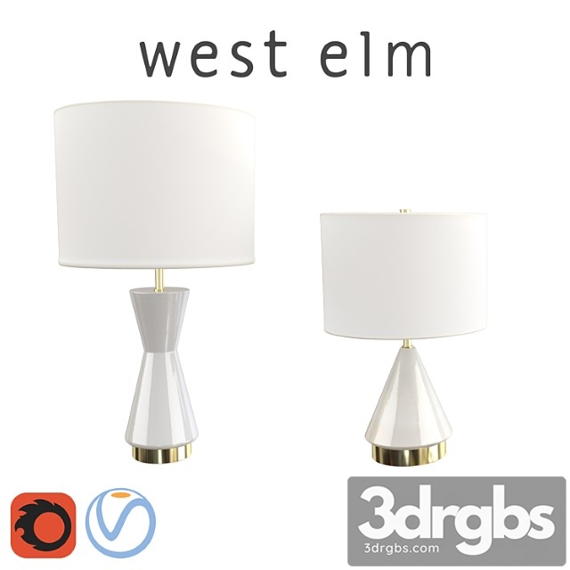 West Elm Metalized Glass Table Lamp Pearl 3dsmax Download - thumbnail 1