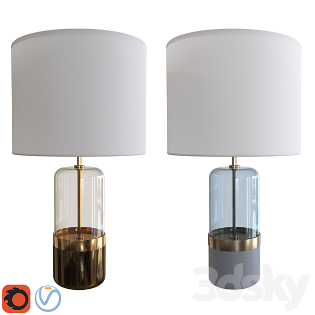 West Elm Mixed Material Table Lamp Large 3DSMax File - thumbnail 1