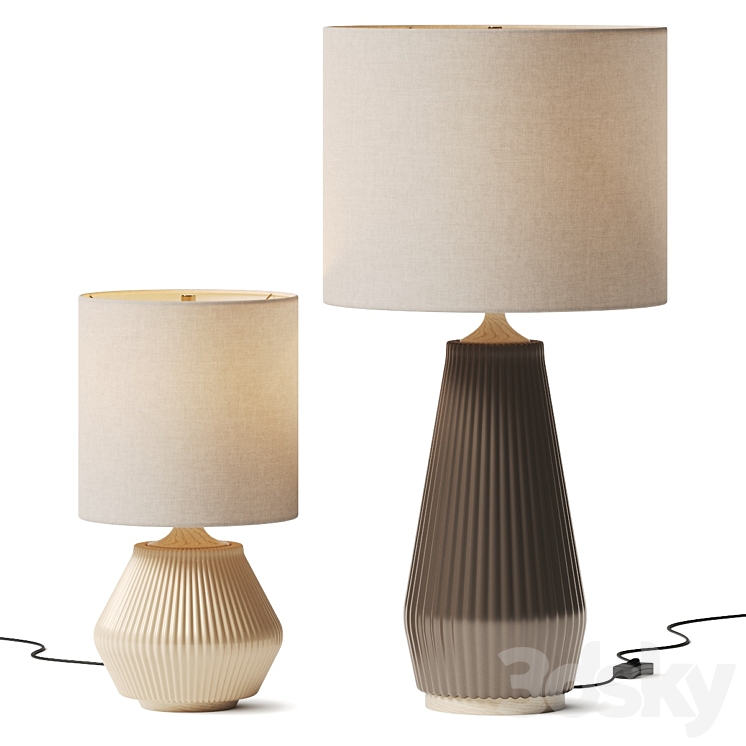 West Elm Roar Rabbit Ripple Ceramic Table Lamp 3DS Max - thumbnail 1