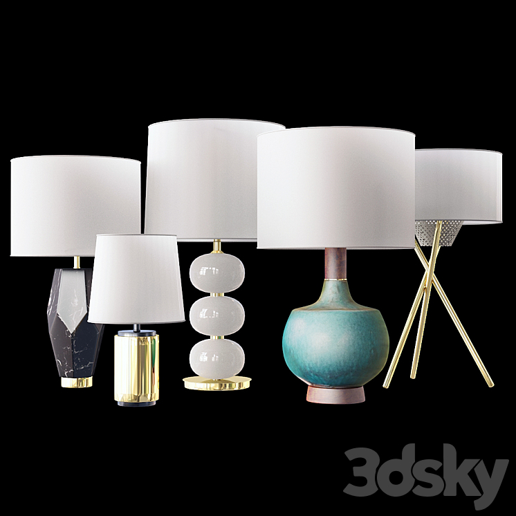 West elm table lamp 3DS Max - thumbnail 1