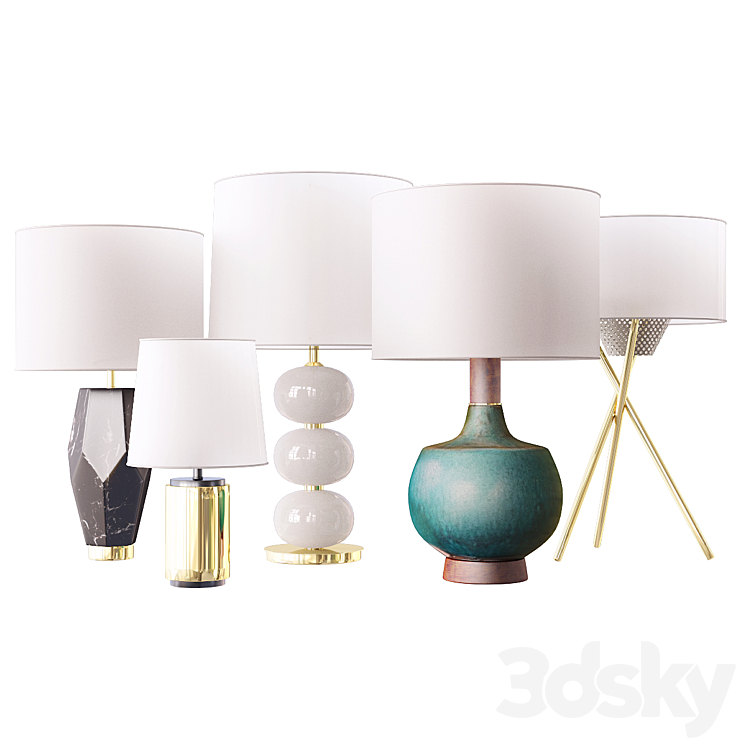 West elm table lamp 3DS Max - thumbnail 2