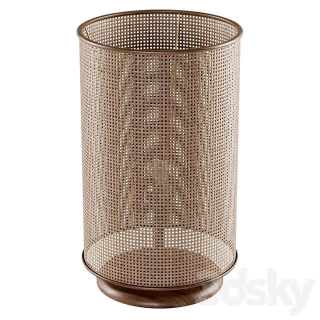 Wooden rattan table lamp L500 _ Round table lamp 3DS Max Model - thumbnail 3