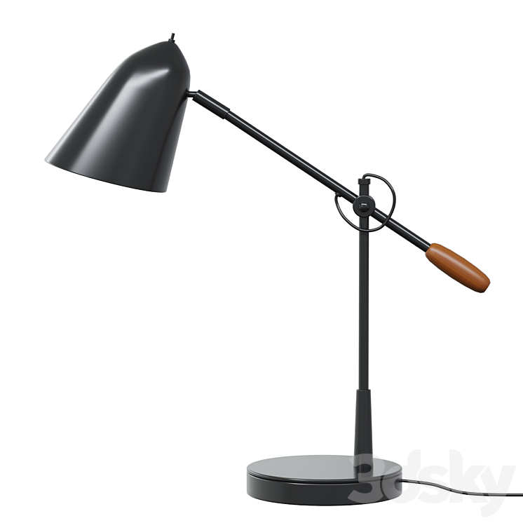 Work lamp Morgan black metal table lamp with USB port 3DS Max Model - thumbnail 3