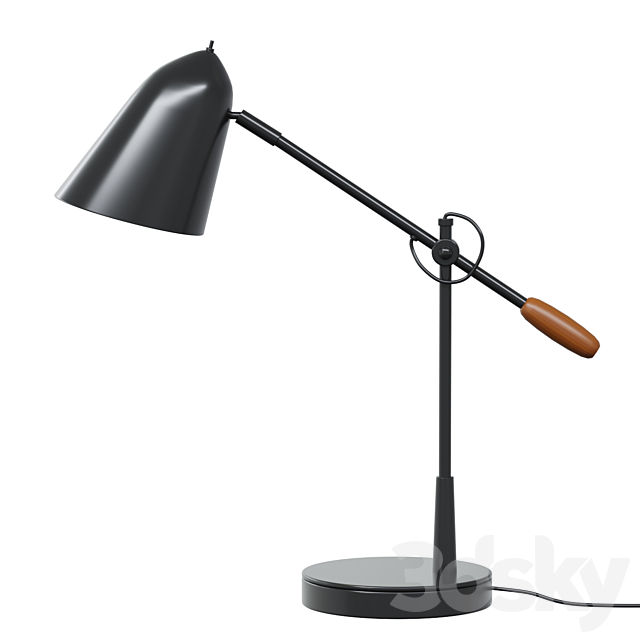 Work lamp Morgan black metal table lamp with USB port 3DSMax File - thumbnail 1