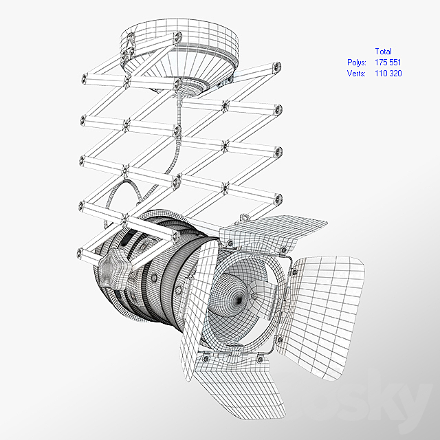 American Vintage Retro industrial art iron Ceiling light 3DSMax File - thumbnail 3