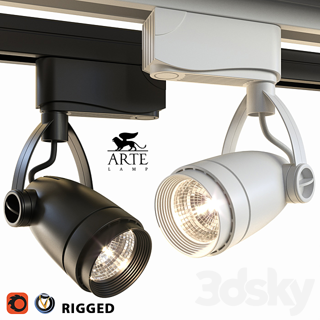 Arte Lamp Track Lights A5910PL-1 Black and White 3DSMax File - thumbnail 1