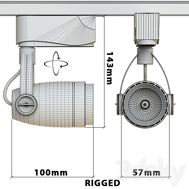 Arte Lamp Track Lights A5910PL-1 Black and White 3DSMax File - thumbnail 3