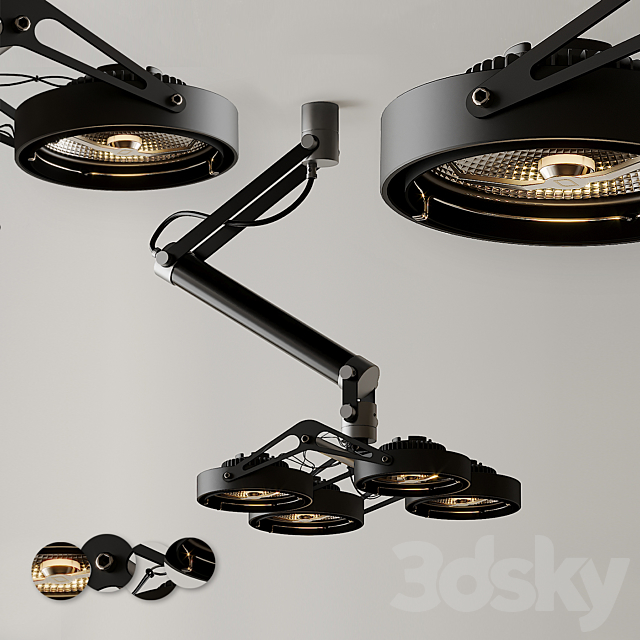 Ceiling Light Modular Nomad 4x AR111 GI Black and Silver 3ds Max - thumbnail 1