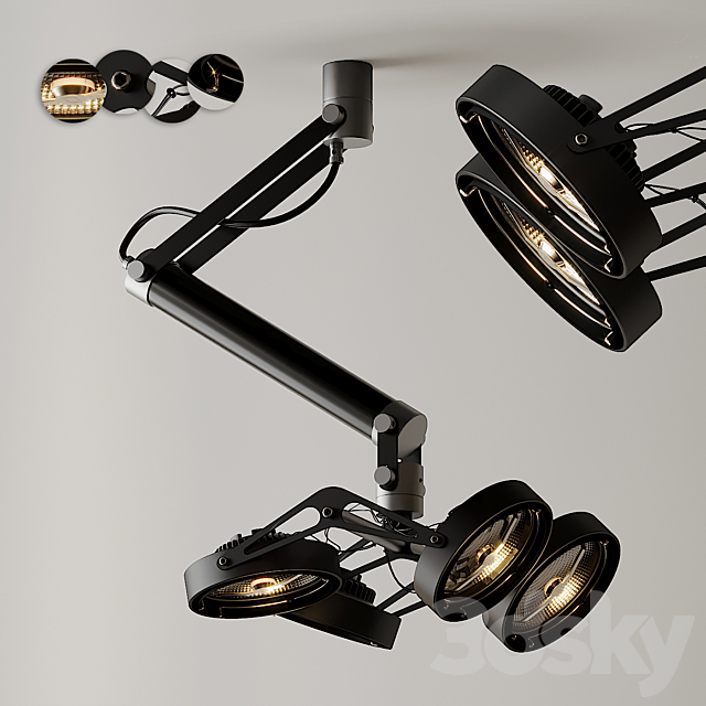 Ceiling Light Modular Nomad 4x AR111 GI Black and Silver 3ds Max - thumbnail 2