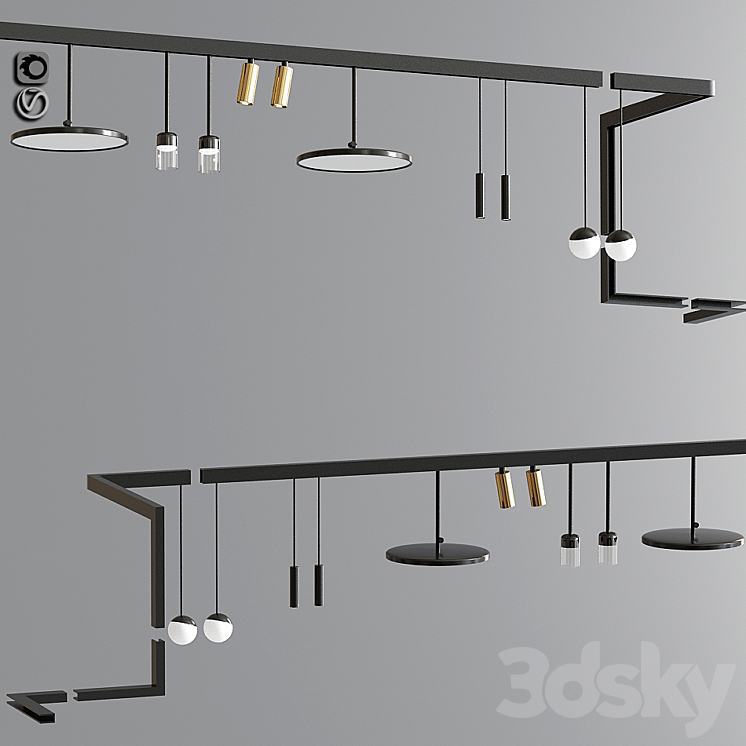 Custom Suspensions Modules Ceiling Track Light 03 3DS Max - thumbnail 1