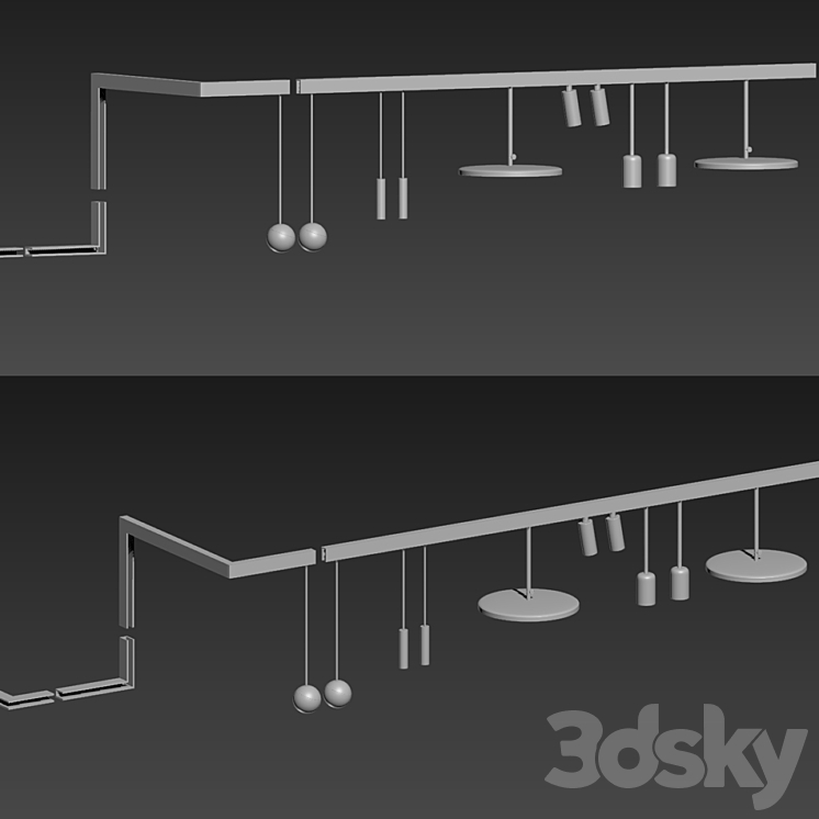 Custom Suspensions Modules Ceiling Track Light 03 3DS Max - thumbnail 2