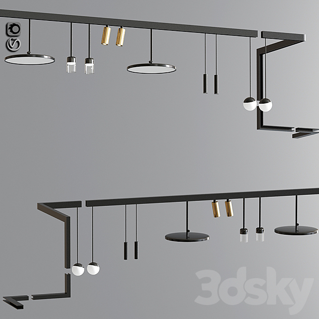 Custom Suspensions Modules Ceiling Track Light 03 3DSMax File - thumbnail 1