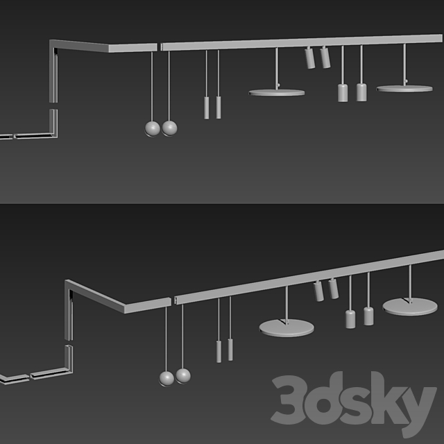 Custom Suspensions Modules Ceiling Track Light 03 3DSMax File - thumbnail 2