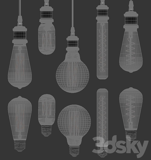 Edison lamps collection 3DS Max Model - thumbnail 2