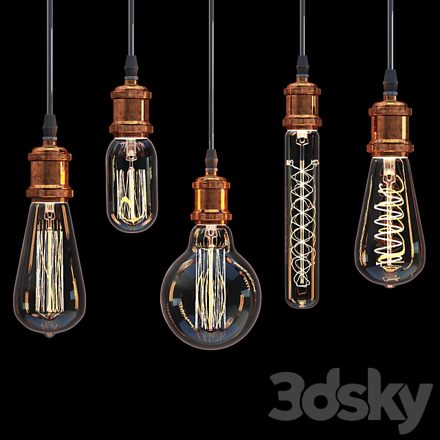 Edison lamps collection 3DS Max Model - thumbnail 3