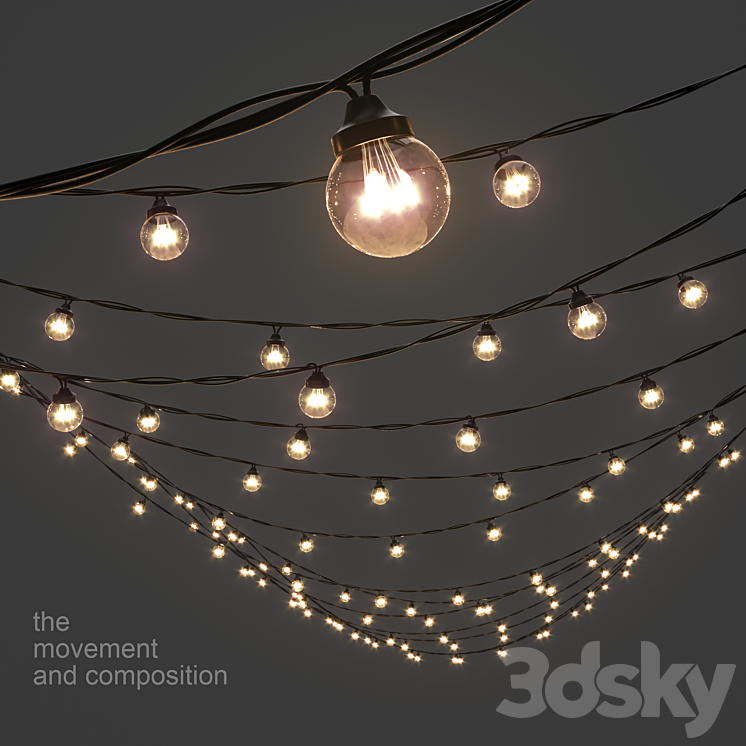 Editable Garland Galaxy Bulb String 3DS Max Model - thumbnail 1