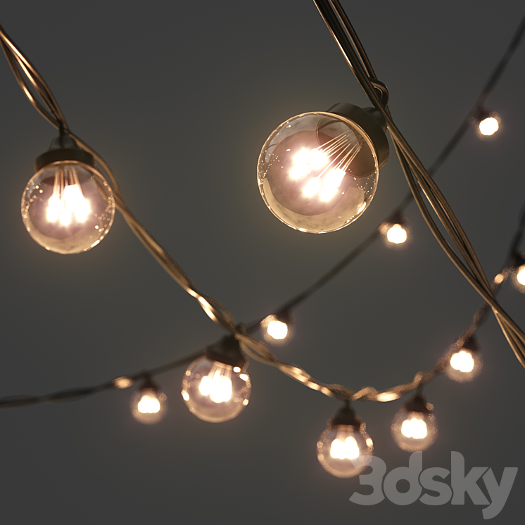 Editable Garland Galaxy Bulb String 3DS Max Model - thumbnail 2