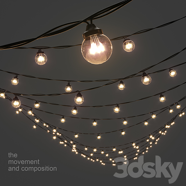 Editable Garland Galaxy Bulb String 3DSMax File - thumbnail 1