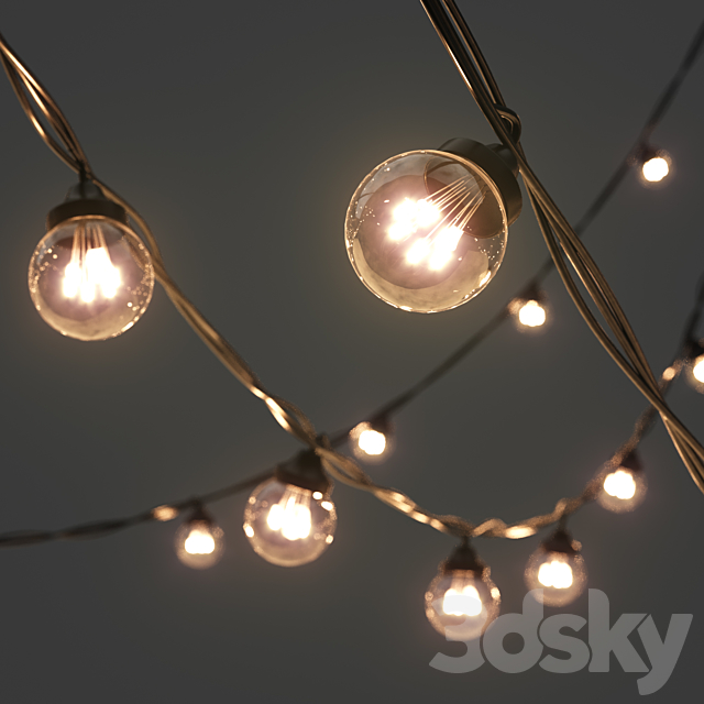 Editable Garland Galaxy Bulb String 3DSMax File - thumbnail 2