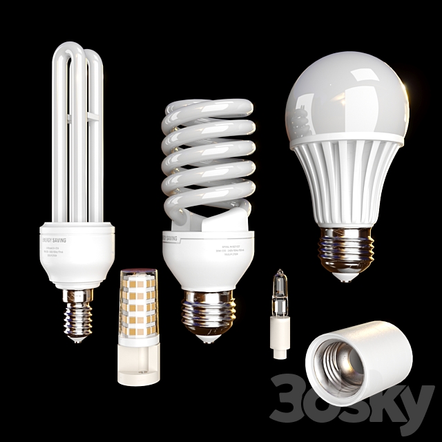 Energy saving lamps set 3ds Max - thumbnail 2