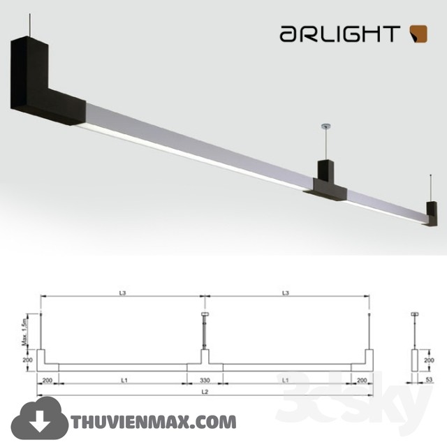 Lamp longitudinal roof-arlight 3DS Max - thumbnail 3