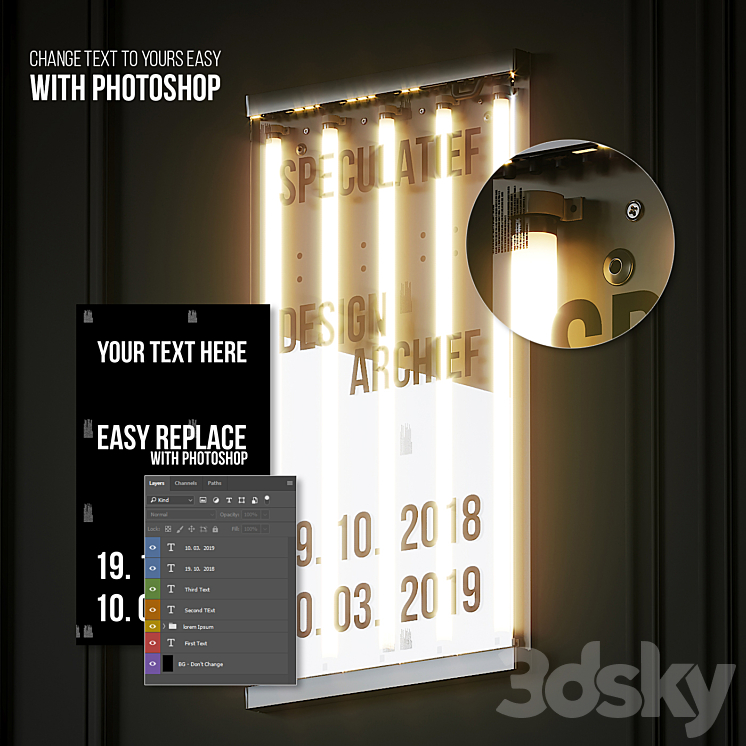 Light sign 3DS Max - thumbnail 2