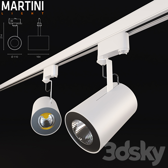 Mini Spotlight on trunking Milo L 110 33213 3DSMax File - thumbnail 1