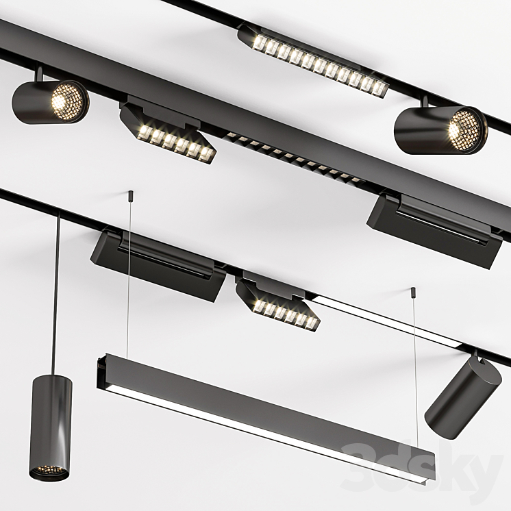 Modern Magnetic Track Lights 3DS Max Model - thumbnail 1