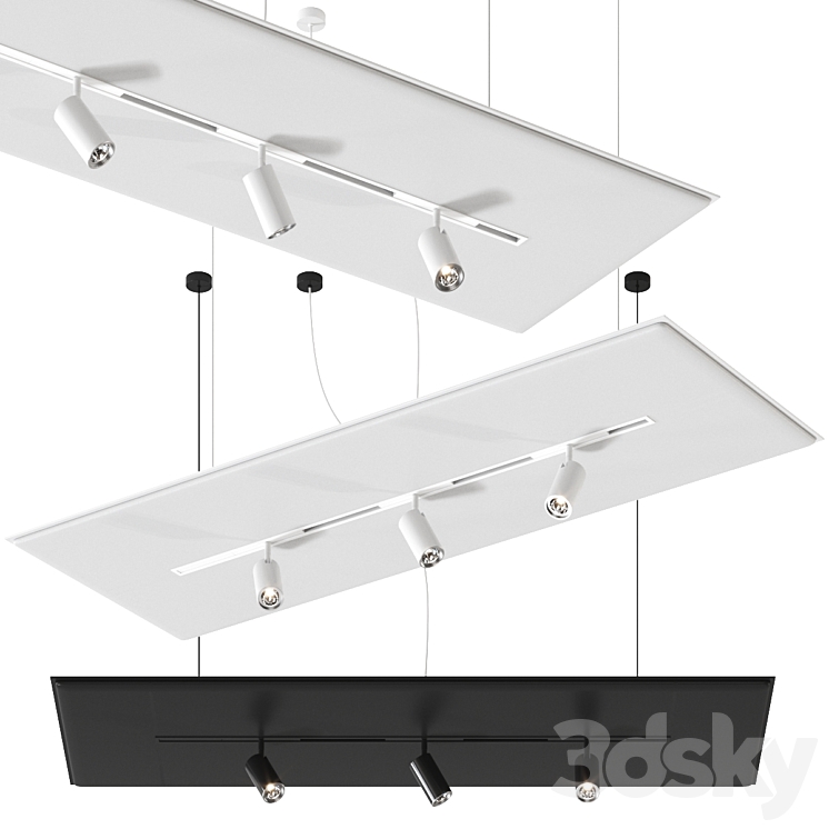 T system Track by Caimi Brevetti Pendant lamp 3DS Max Model - thumbnail 1