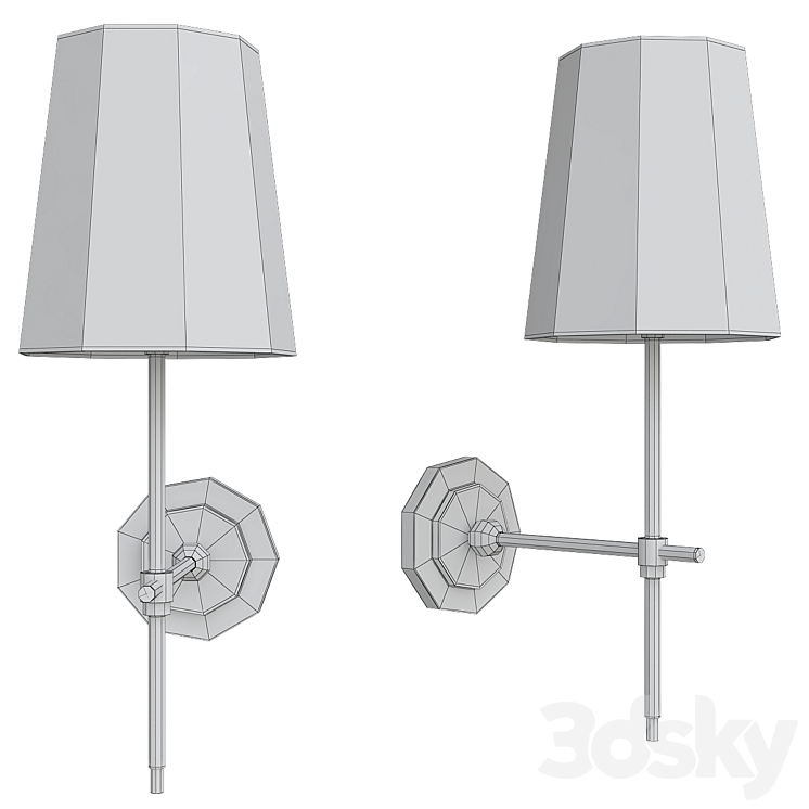 Adams Wall Sconce with Linen Shade 3DS Max - thumbnail 2