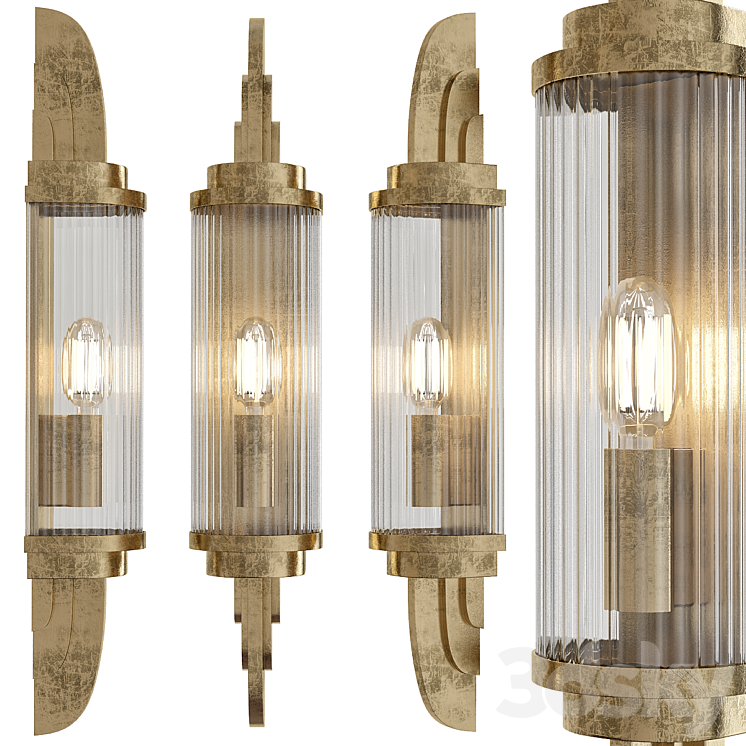 Art deco wall sconce 3DS Max Model - thumbnail 1