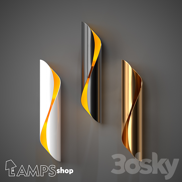 B4091 Sconce Postmodern Flowing Lines 3ds Max - thumbnail 1