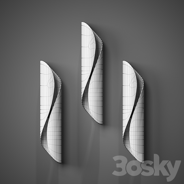 B4091 Sconce Postmodern Flowing Lines 3ds Max - thumbnail 2