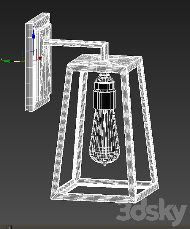 Black Frame Trapezoidal Hallway Wall Lighting 3ds Max - thumbnail 2