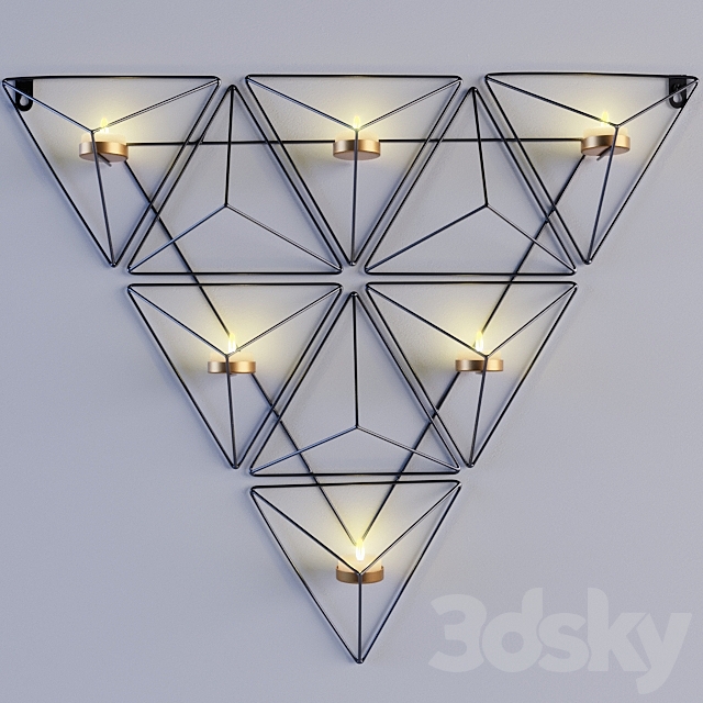 Black Metal Triangle Sconce 3DSMax File - thumbnail 1