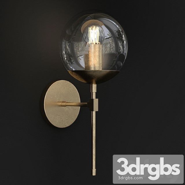 Brass Globe Sconce Bathroom Wall Lamp 3dsmax Download - thumbnail 1