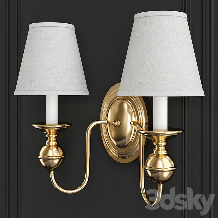 Brass Polished Wall Sconces Free Shipping 3DS Max - thumbnail 1