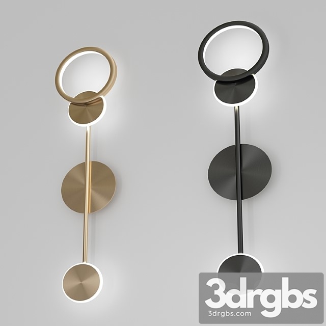 Brushed gold black wall light 3dsmax Download - thumbnail 1