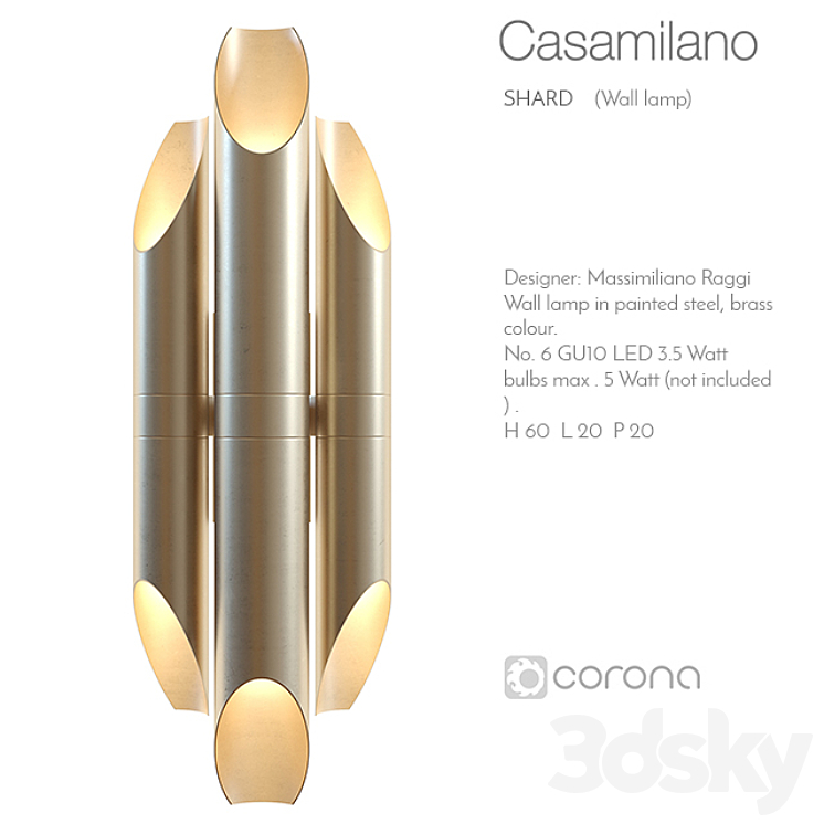 Casamilano shard wall lamp 3DS Max - thumbnail 1